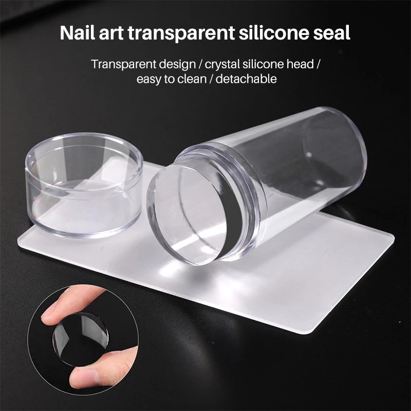 1 Bộ Dụng Cụ In Móng Tay Bằng Silicon Trong Suốt