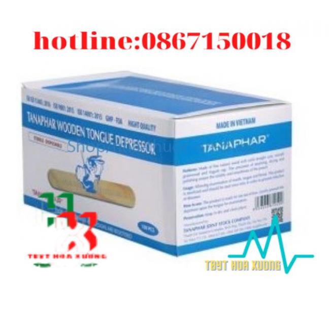 Đè lưỡi gỗ Tanaphar Hộp 100 que từ gỗ cây Bồ đề.