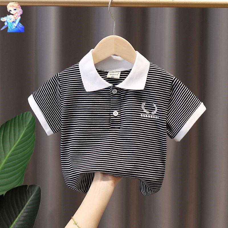Áo Thun polo Tay Ngắn Cổ Bẻ Chất Liệu Cotton Nguyên Chất Họa Tiết Kẻ Sọc Thời Trang Mùa Hè Hàng Mới Dành Cho Bé Trai 2022