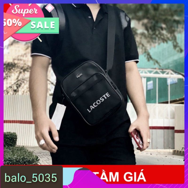 Túi đeo chéo ipad Lacoste chuẩn VNXK fulltag logo sắt balo_5035