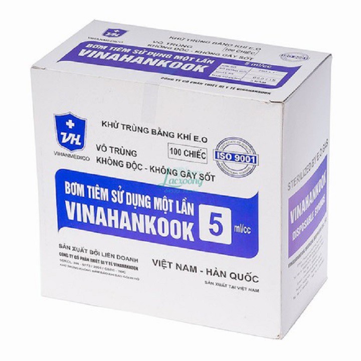 [BÁN CHẠY] Bơm tiêm 5ml/cc Vinahankook (Hộp 100 cái)