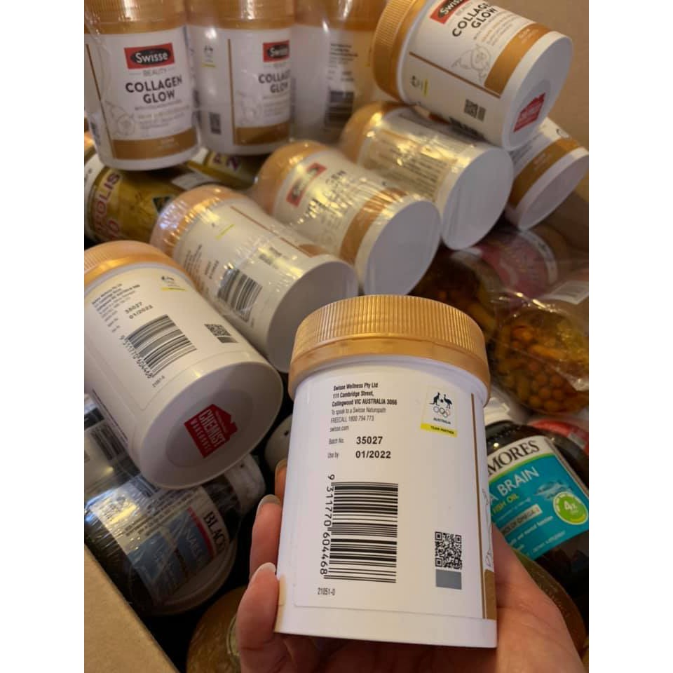 [Đủ bill, 120 viên] Viên uống Swisse Beauty Collagen Glow With Collagen Peptides giúp da căng mịn, sáng bóng | BigBuy360 - bigbuy360.vn