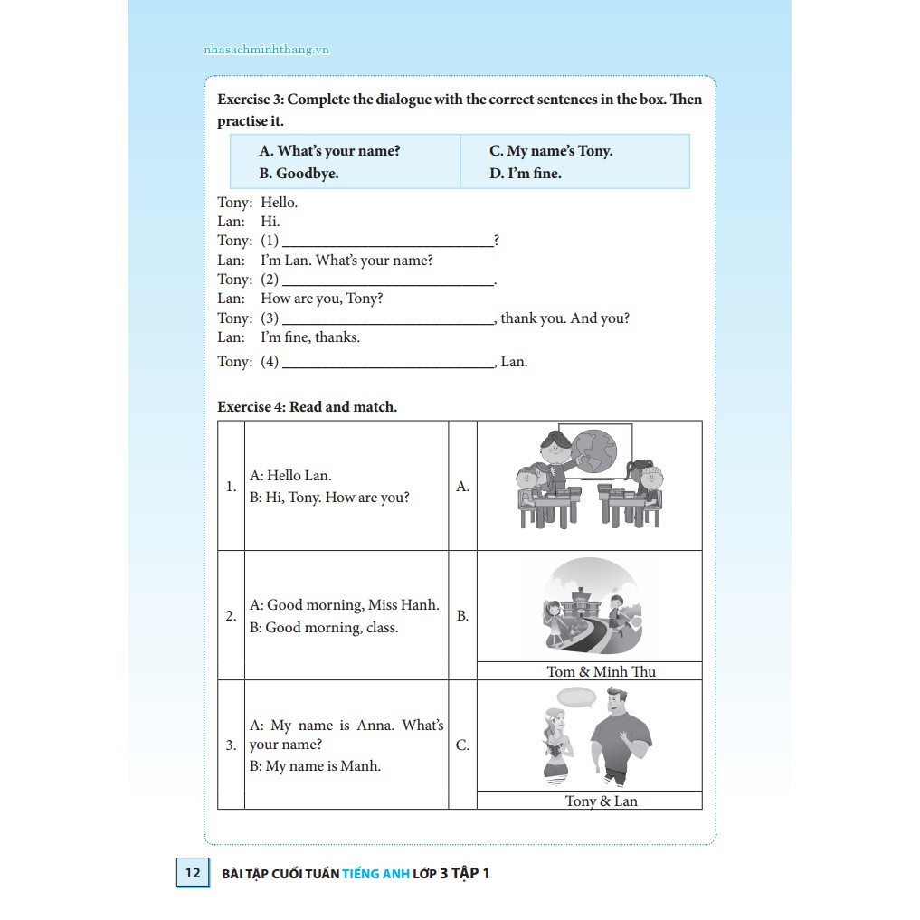 Sách - Bài Tập Cuối Tuần Tiếng Anh Lớp 3 - Tập 1 (Có Đáp Án)