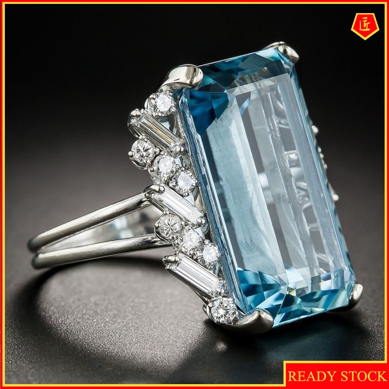 Nhẫn đính đá sapphire nhân tạo thời trang sang trọng