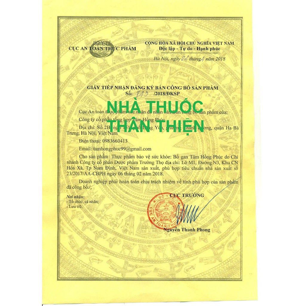 Bổ gan Tâm Hồng Phúc - hỗ trợ thanh nhiệt, giải độc gan, tăng cường chức năng gan (Hộp 60 viên)