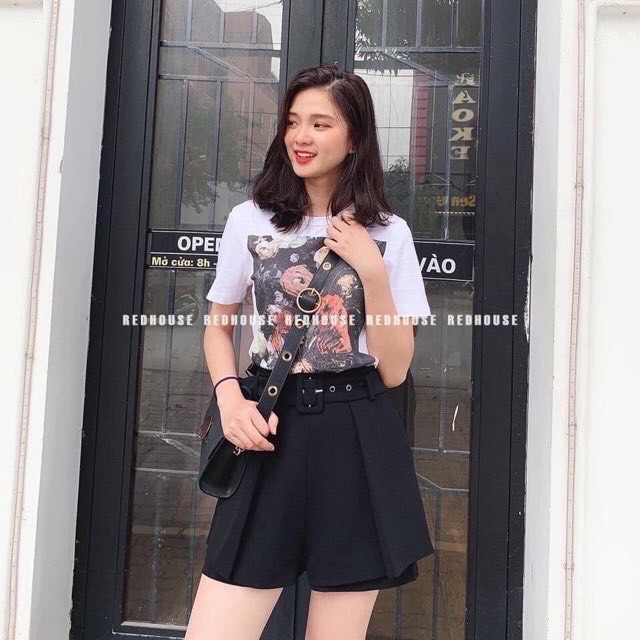 Quần short kèm đai vải
