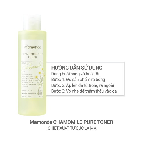  Nước cân bằng dưỡng ẩm thiết yếu dịu nhẹ cho da nhạy cảm Mamonde Chamomile Pure Toner 250ml | BigBuy360 - bigbuy360.vn