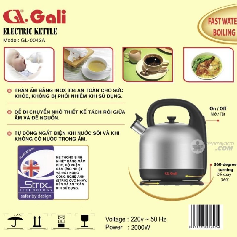 Ấm siêu tốc Gali GL-0042A 2000W dung tích 4.2L