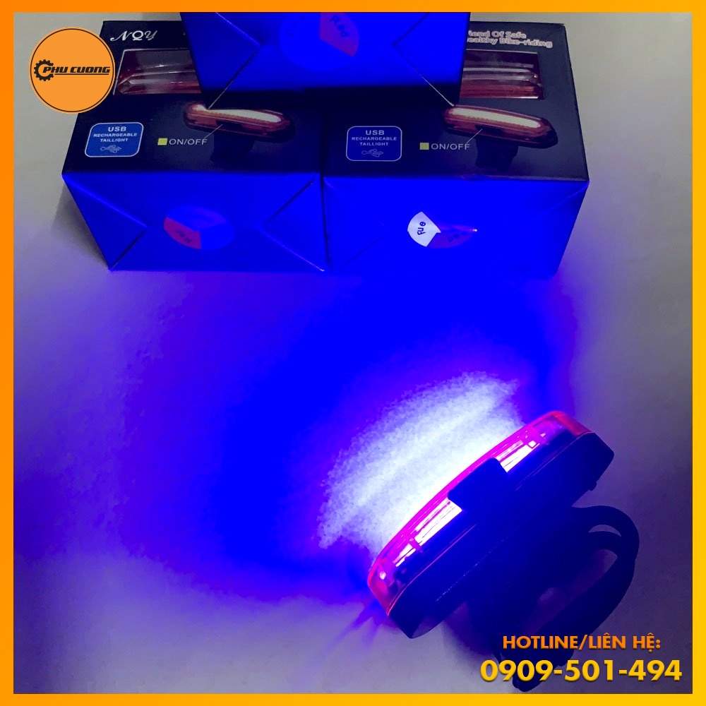 Đèn LED COB 3 Màu Siêu Sáng 120+ Lumen, 6 Chế Độ Nháy Sáng - Gắn Ghi Đông Tay Lái, Yên Sau, Mũ Bảo Hiểm [ Kèm Dây Sạc ]