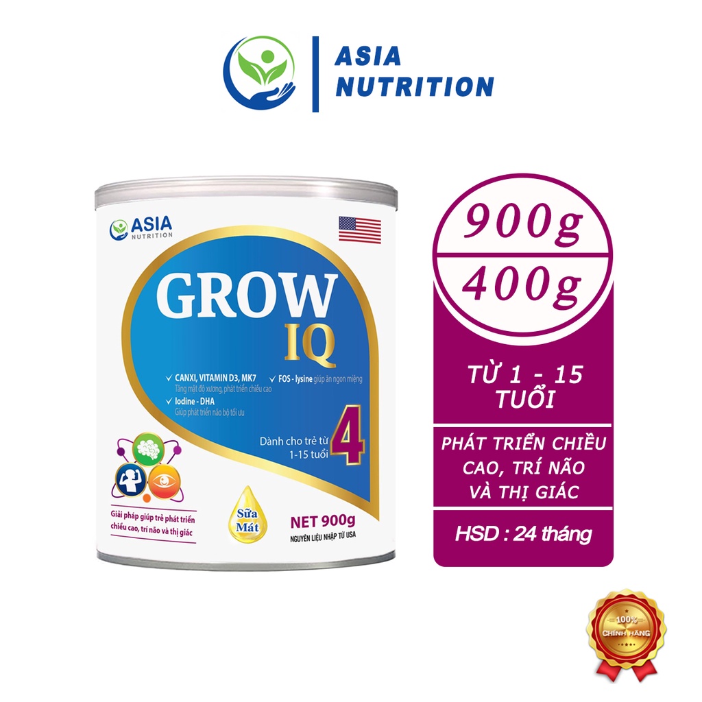 Sữa non Asia Nutri Grow IQ 4 - Phát triển chiều cao, trí não và thị giác cho bé