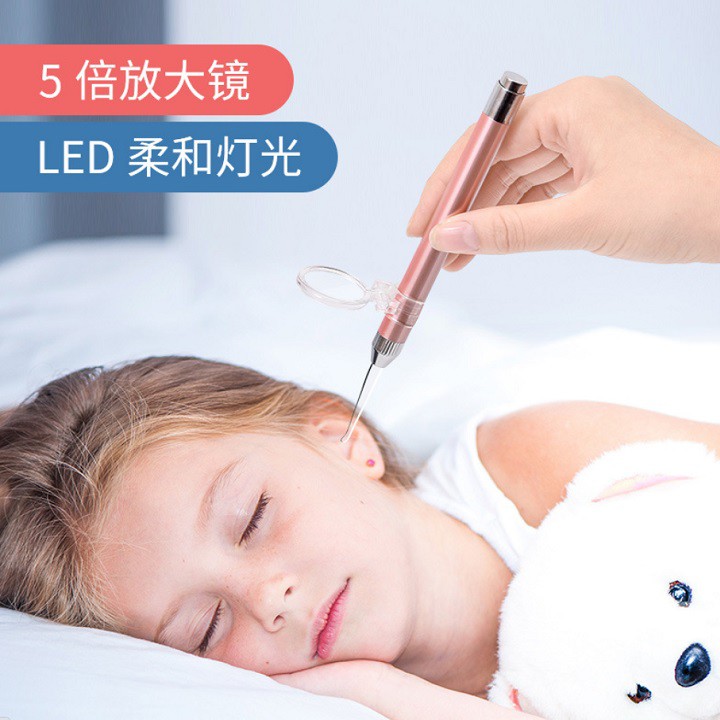 Dụng cụ lấy ráy tai tích hợp đèn soi và kính lúp phóng đại