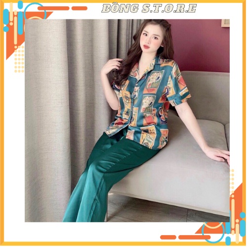 Đồ mặc nhà nữ Pijama LỤA SATIN, Đồ ngủ nữ tay ngắn quần dài - Bông S.T.Ỏ.R.E