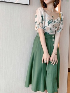 Set áo và chân váy lụa cao cấp. Nhập QC