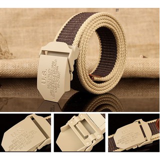 Thắt lưng vải bố US mặt nịt kem