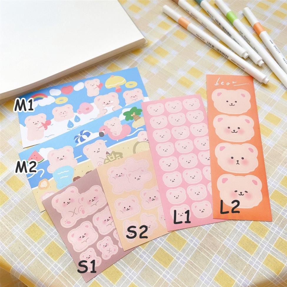 LYANWSticker dán trang trí điện thoại hình chú gấu đáng yêu DIY