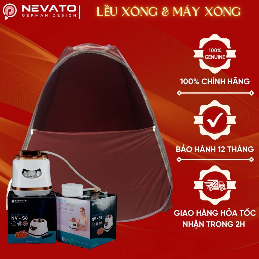 Combo Xông Hơi Gồm Lều Và Nồi Xông Nevato NVS8 Cao Cấp Tặng Một Túi Lá Xông