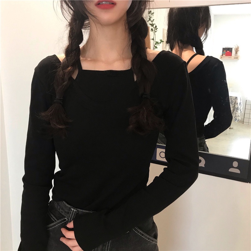 Áo Thun Tay Dài Trễ Vai Thời Trang Mùa Thu Cho Nữ