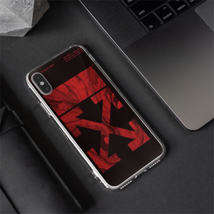 Ốp đt off-white chữ đỏ nền đen chiến binh cho iphone từ 5 đến 12 OFFPOD00043