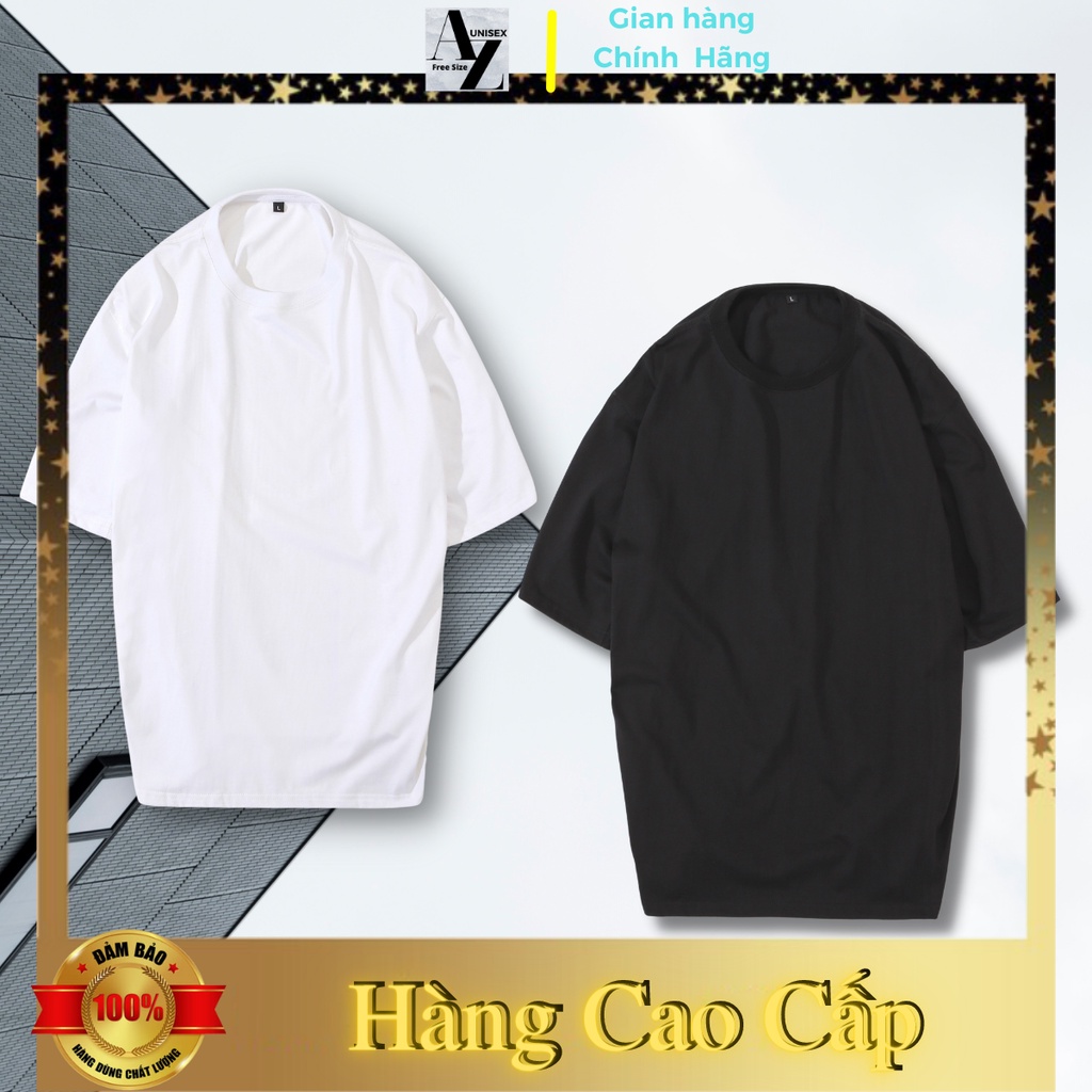 Áo thun tay lỡ form rộng basic trơn trắng đen cotton nam nữ đẹp mùa hè thương hiệu AZ Unisex