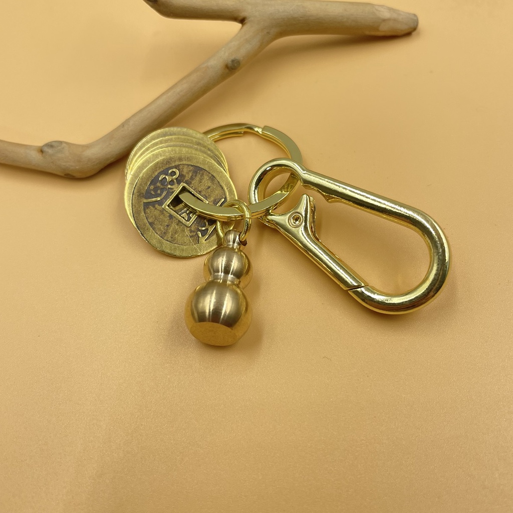 Móc Khóa Đồng Thau Trang Trí Tỳ hưu,Bầu,Lá,Ngũ Đế,Móc Treo Phối Nhiều Kiểu Độc Lạ Phong Thủy May Mắn Chiêu Tài Lộc