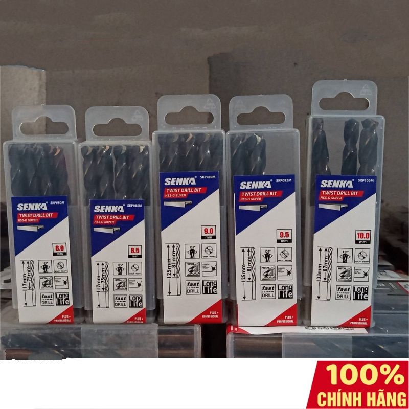 Mũi khoan inox, thép Senka Pro chính hãng đủ kích thước từ 7.0mm đến 14mm, sắc bén bền bỉ không cần khoan mồi