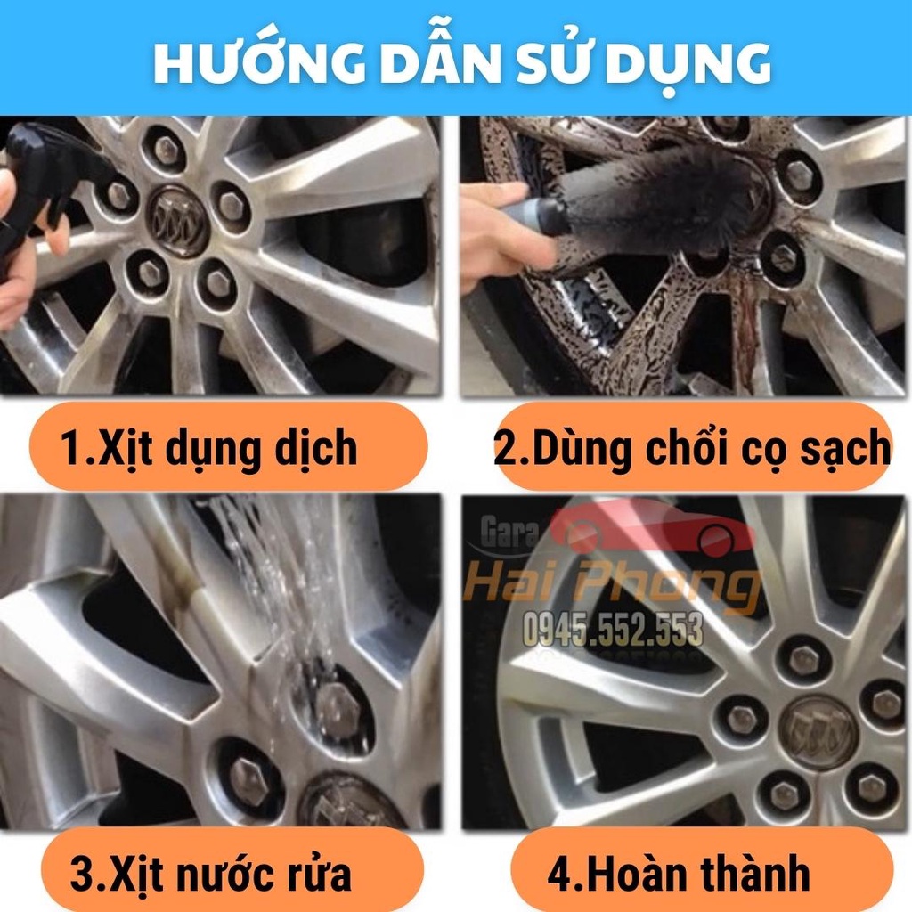 Chai Xịt Vệ Sinh Vết Ố Rỉ Sét Do Mạt Sắt Bụi Phanh Trên Thân Xe Ô Tô - Dung Tích 500ml