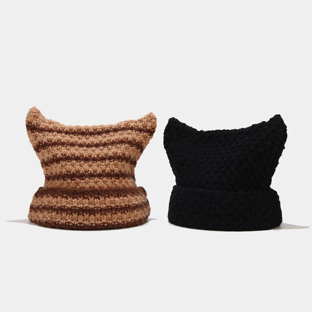 Mũ Len Màu Ngà Đính Tai Mèo Dễ Thương Thời Trang Thu Đông Cho Nữ