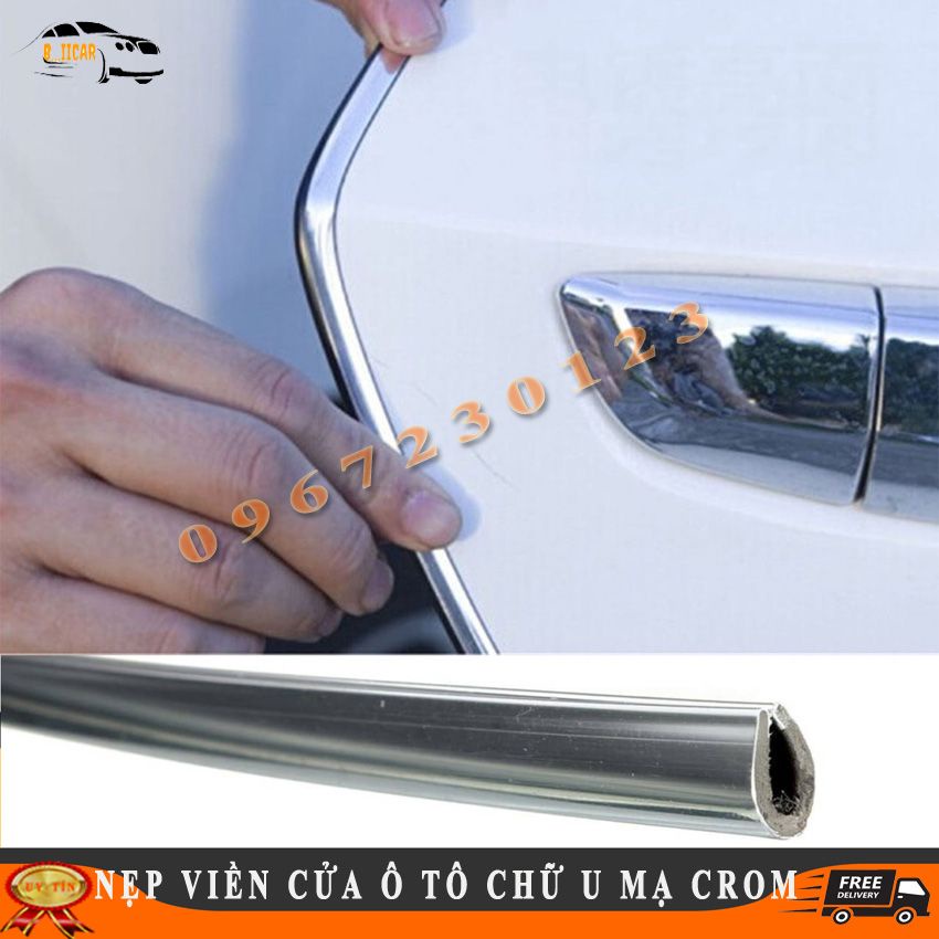 Cuộn 13M Nẹp Viền Cửa Xe Ô TÔ Chữ U Mạ Crom Trang Trí Và Chống Xước Hoàn Hảo