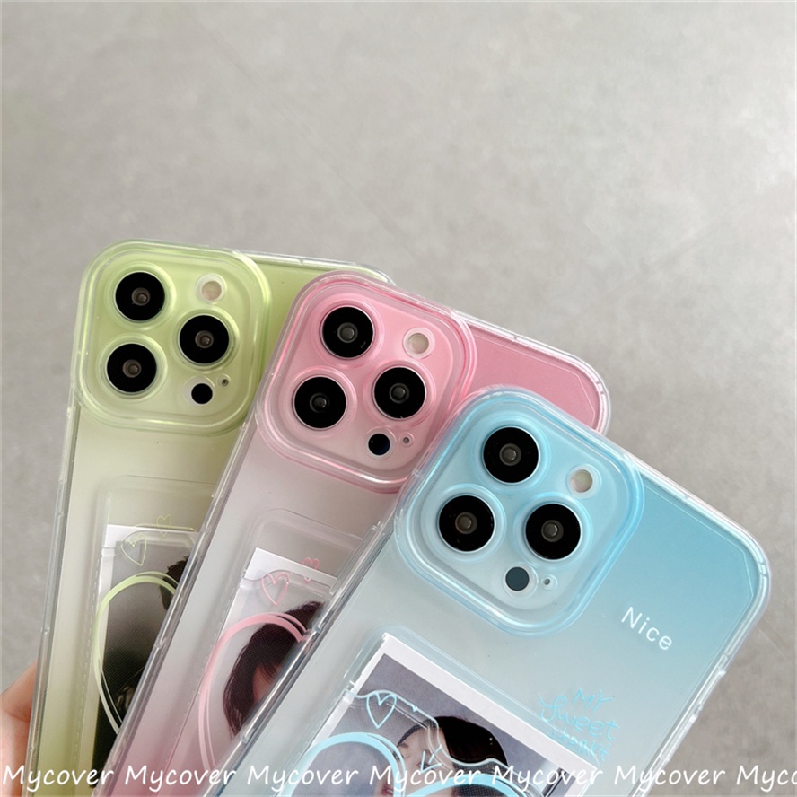 Ốp Điện Thoại Silicon Mềm Trong Suốt Có Ngăn Đựng Thẻ Cho iPhone 14 13 12 11 Pro Max X XR Xs Max 6 7 8 Plus SE 2020