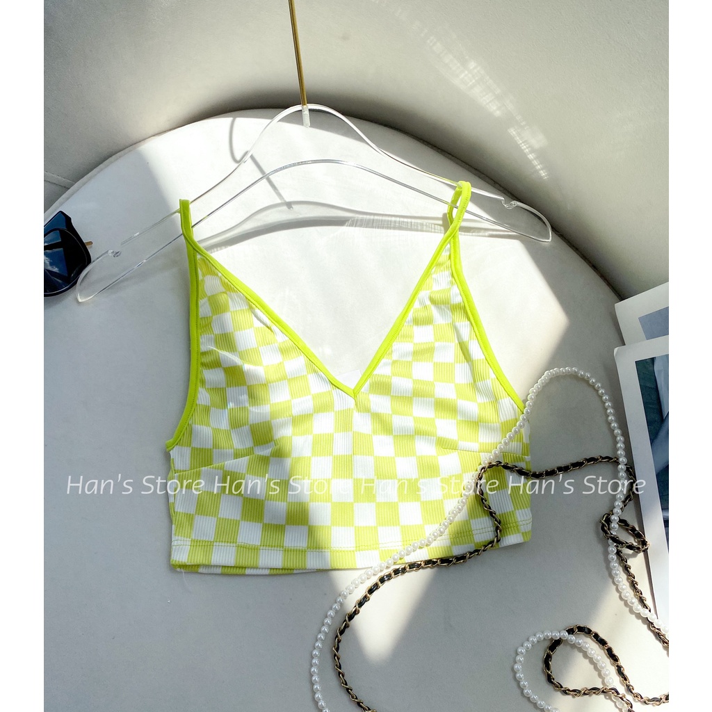 ÁO CROP DÂY CARO CÁ TÍNH -CÓ THỂ THU NGẮN DÀI