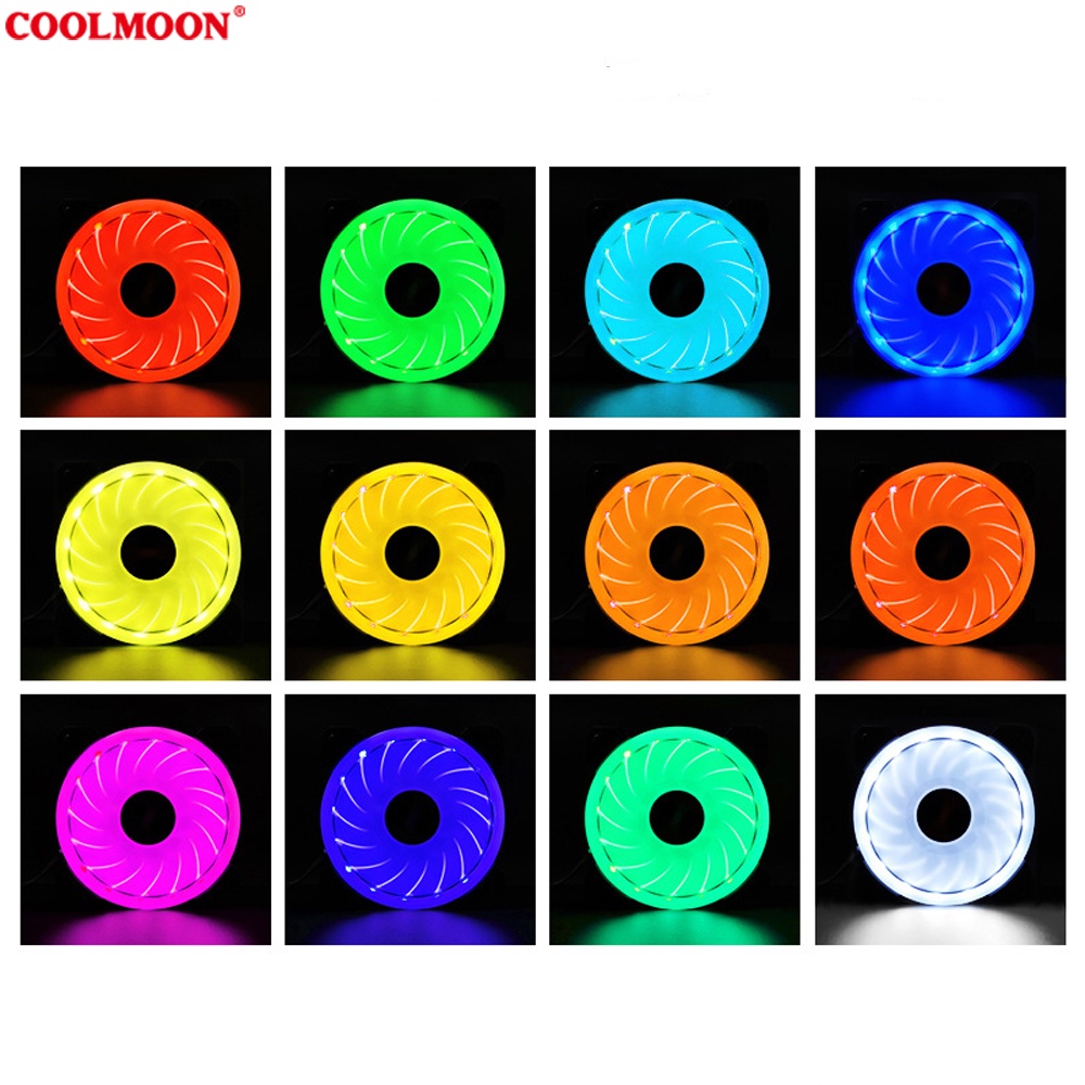 Quạt Tản Nhiệt, Fan Led ARGB Coolmoon X2 &amp; Bộ Hub Coolmoon + điều khiển - Tặng kèm ốc vít