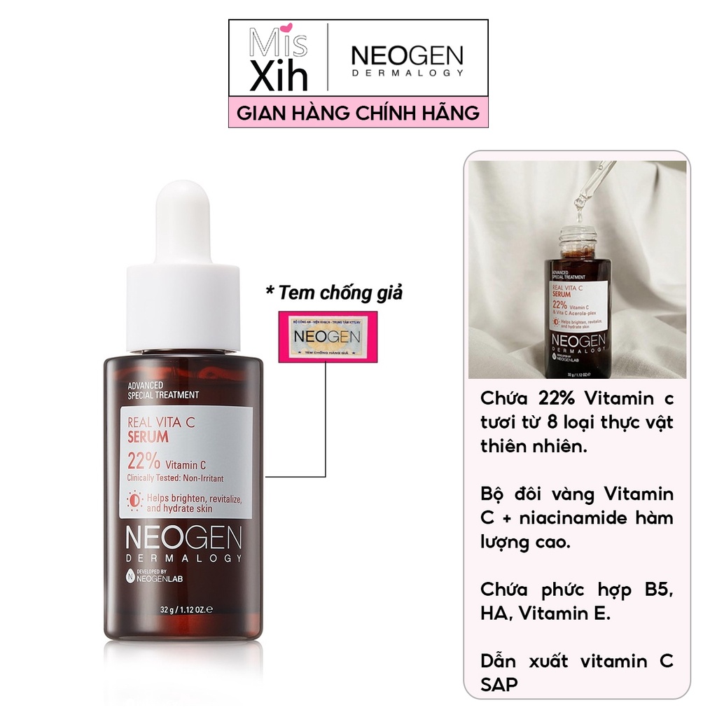 Tinh Chất Vitamin C Làm Giảm Thâm, Sáng Da Neogen Dermalogy Real Vita C Serum 32g _ Neogen Chính Hãng - Miss Xinh