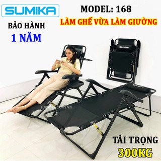 Ghế gấp xếp thư giãn đa năng cao cấp Sumika 168 (tặng khay để ly) bảo hành 1 năm,ghế bố, ghế văn phòng