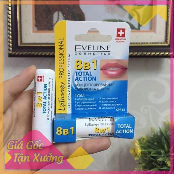 Son dưỡng môi everline 8IN1 total - bảo vệ môi tránh nứt nẻ, cấp nước tức thời [ cam kết chuẩn Nga ]