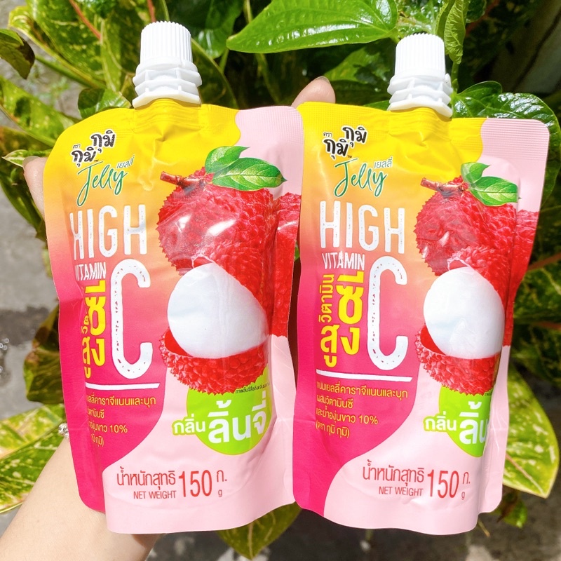 Nước Thạch Vitamin B-C Jelly Gumi Gumi Vị Vải Và Nho-Gói 150g