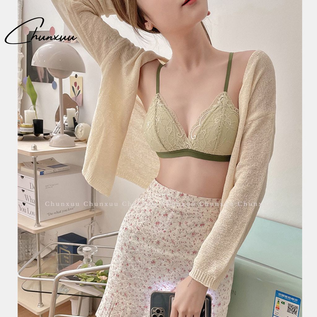 Áo lót ren nữ CHUNXUU không gọng đệm mỏng ôm ngực, phối ren hoa gợi cảm - AV33