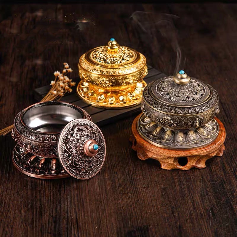 [PHÁP BẢO MINH CHÂU] Lư xông tròn 8 cát tường to - nhỏ