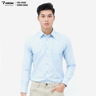 Áo sơ mi màu dài tay slimfit 320 Vĩnh Tiến 3908 xanh da trời nhạt