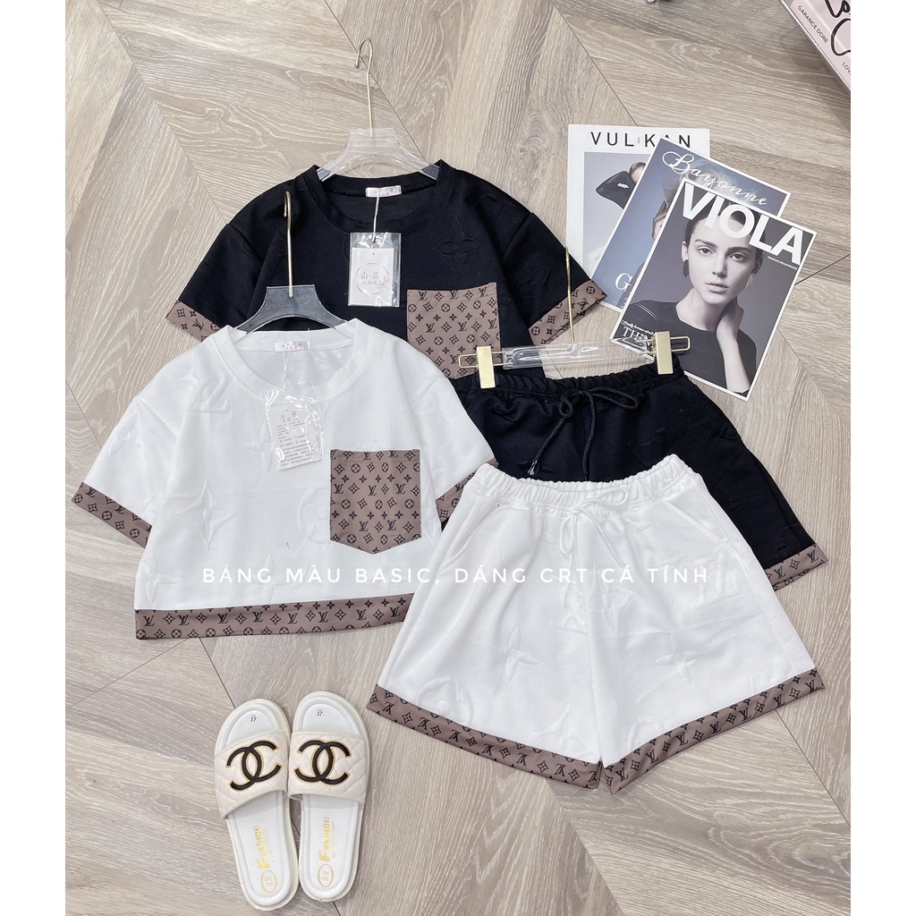 Set bộ LV croptop chất xốp dập nổi siêu hot hit