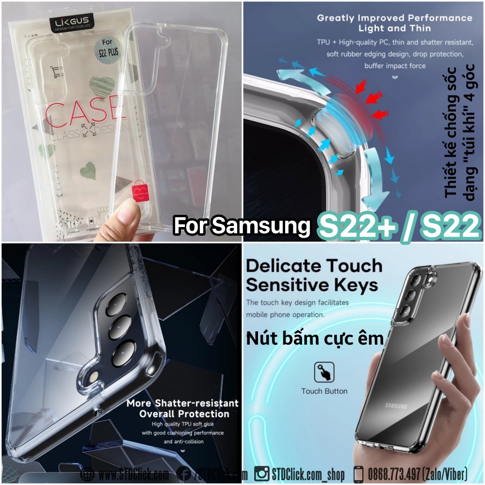 ỐP LƯNG SAMSUNG GALAXY S22 5G - S22 PLUS 5G - S22 ULTRA 5G LIKGUS LƯNG CỨNG TRONG VIỀN DẺO CHÍNH HÃNG