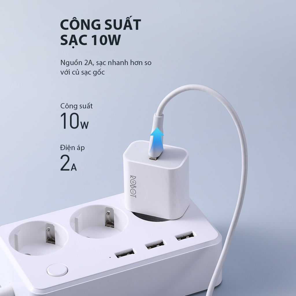 Cốc Sạc ROBOT RT-K8  1 Cổng USB Hàng Chính Hãng