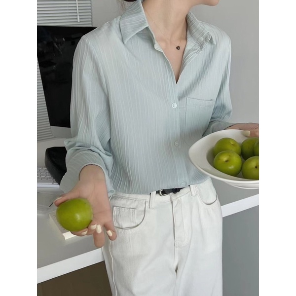 Áo sơ mi thô mềm vải dập