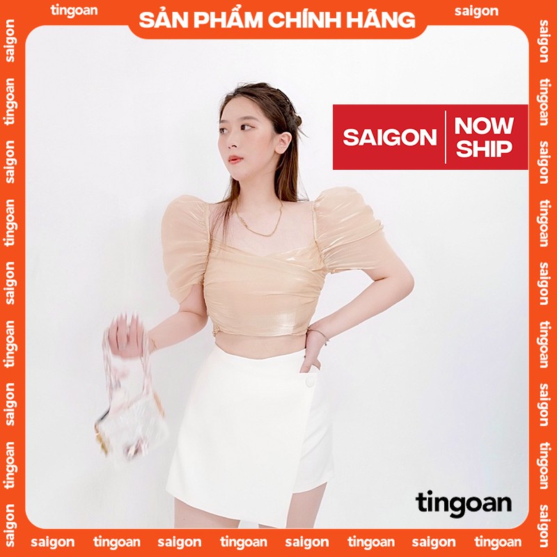 Áo croptop vạt chéo vai bông nude ALANIE TOP/ND | BigBuy360 - bigbuy360.vn
