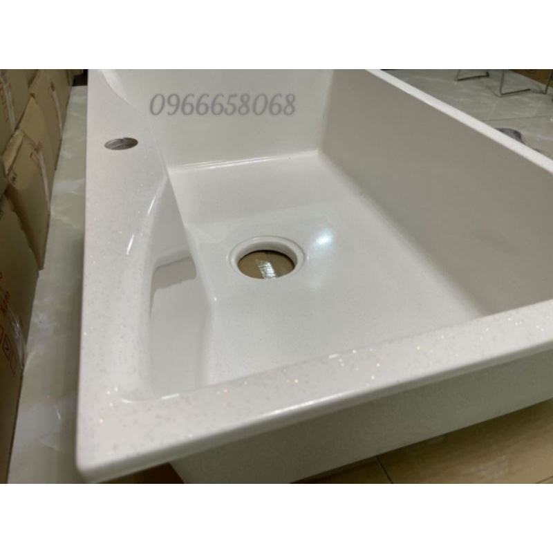 Chậu rửa chén đá nhân tạo trắng KT 73x47x20