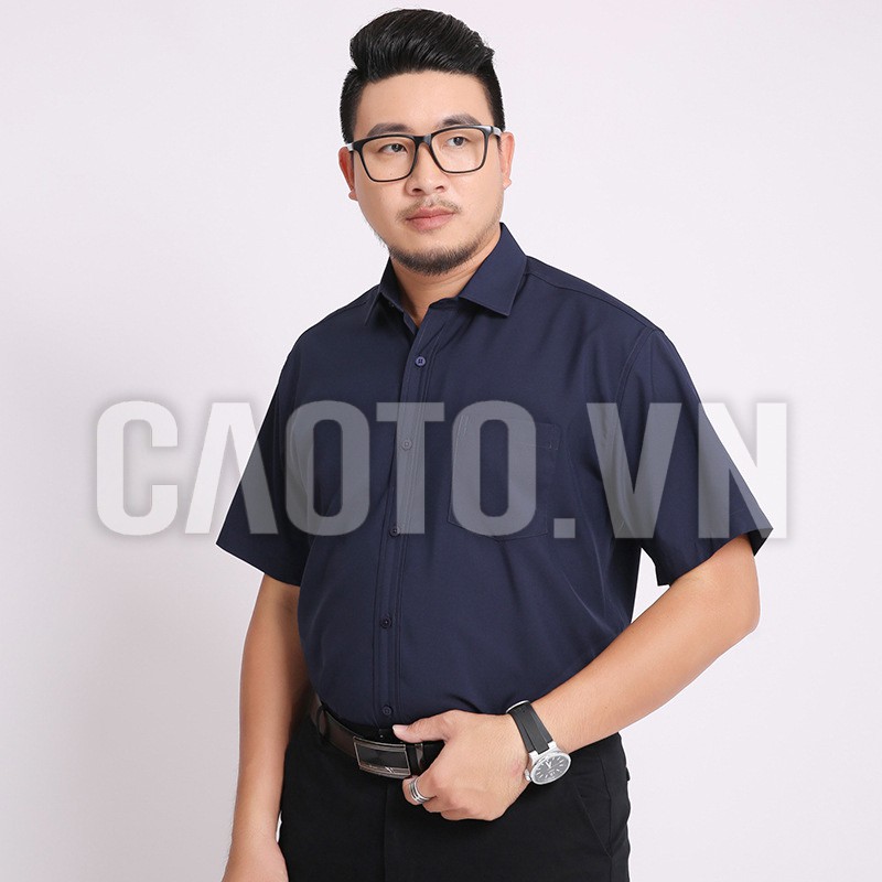 Áo Sơ Mi Trơn Size Lớn Nam Ngắn Tay Xanh Đen – Size 2XL 3XL 4XL 5Xl 6XL 7XL 8XL