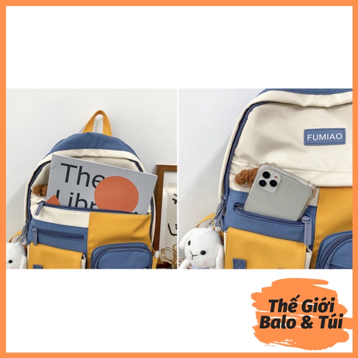 Balo cặp ulzzang basic nữ thời trang đi học đi chơi du lịch giá rẻ đựng vừa laptop canvas PHỐI MÀU| thegioibalo