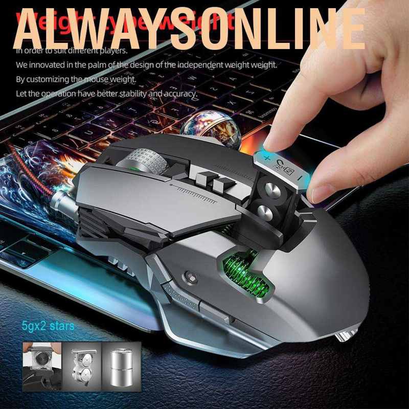 Chuột Gaming Alwaysonline Có Dây Đèn Led Nền 6400dpi 7 Nút Cho Win10