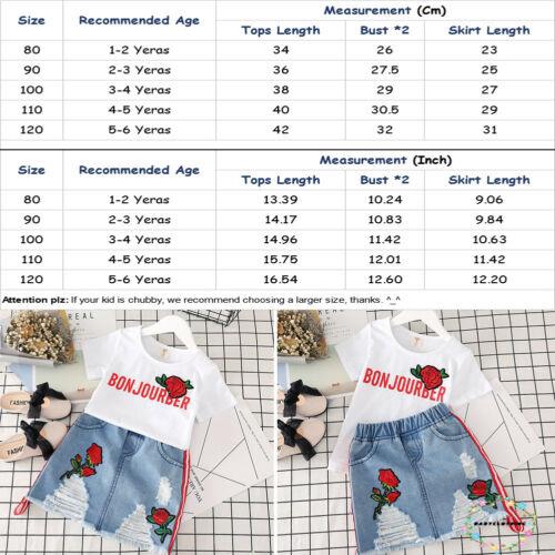 ღWSVღNewborn Kid Baby Girl Cotton Tops T-shirt Floral Skirts Denim Dress Outfit