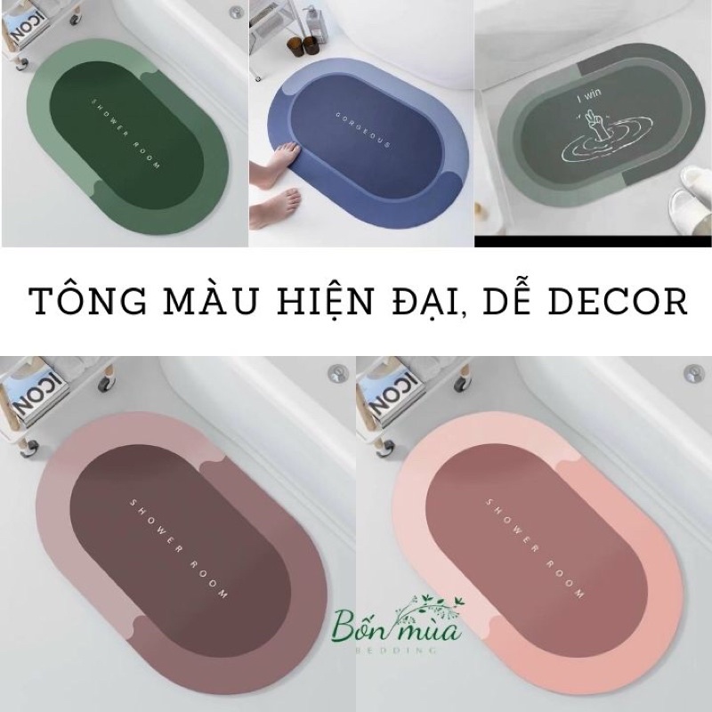 Thảm Chân, Thảm Lau Chân [SIÊU THẤM NƯỚC] Chất Liệu Silicon 4 Lớp Hút Nước Siêu Nhanh, Dễ Giặt, Chống Trơn, KT 40x60cm