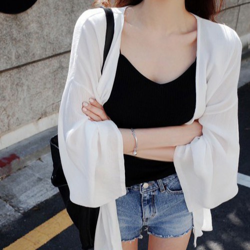 Áo khoác chiffon chống nắng màu trơn thời trang nữ tính | BigBuy360 - bigbuy360.vn